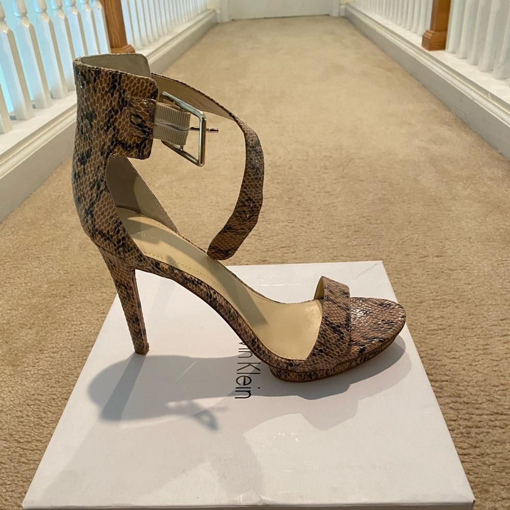 Brand New, Calvin Klein snakeskin Heels, size 9.5